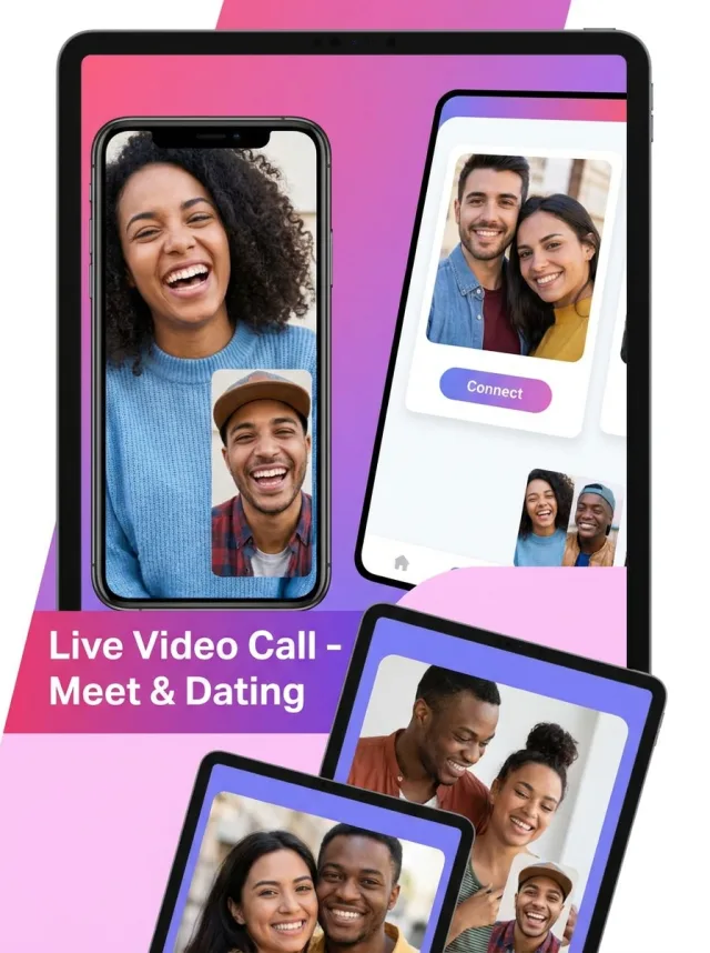 Meet and dating match screen with real-time chat